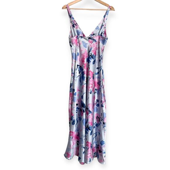 Jones New York Satin Empire Waist Fairy Floral Y2K Maxi Slip Dress Womens Size M - Picture 2 of 13